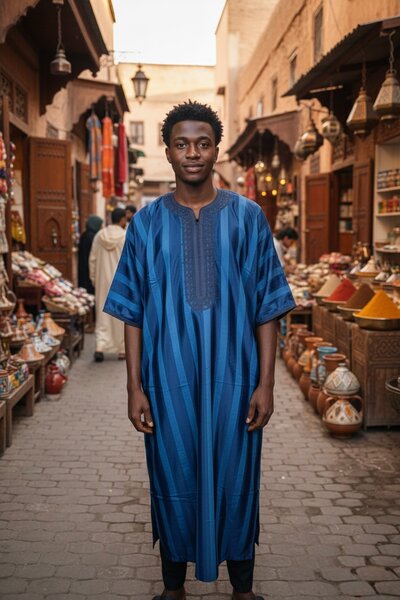 Boubou marocain bleu