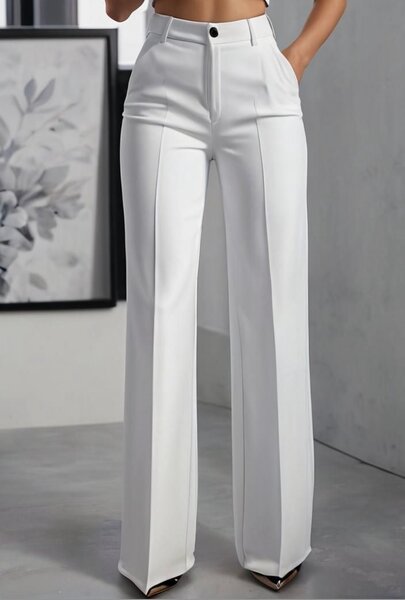 Elegant White Wide-Leg Pants