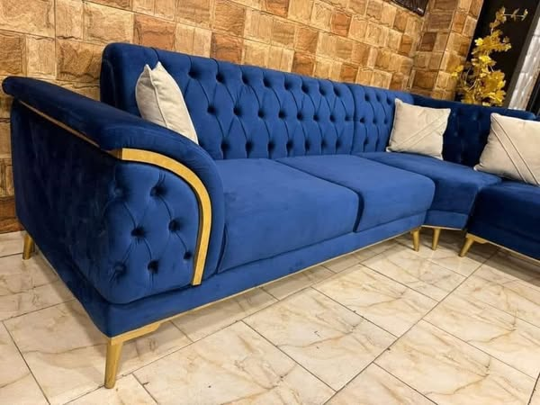 L shape blue furniture set