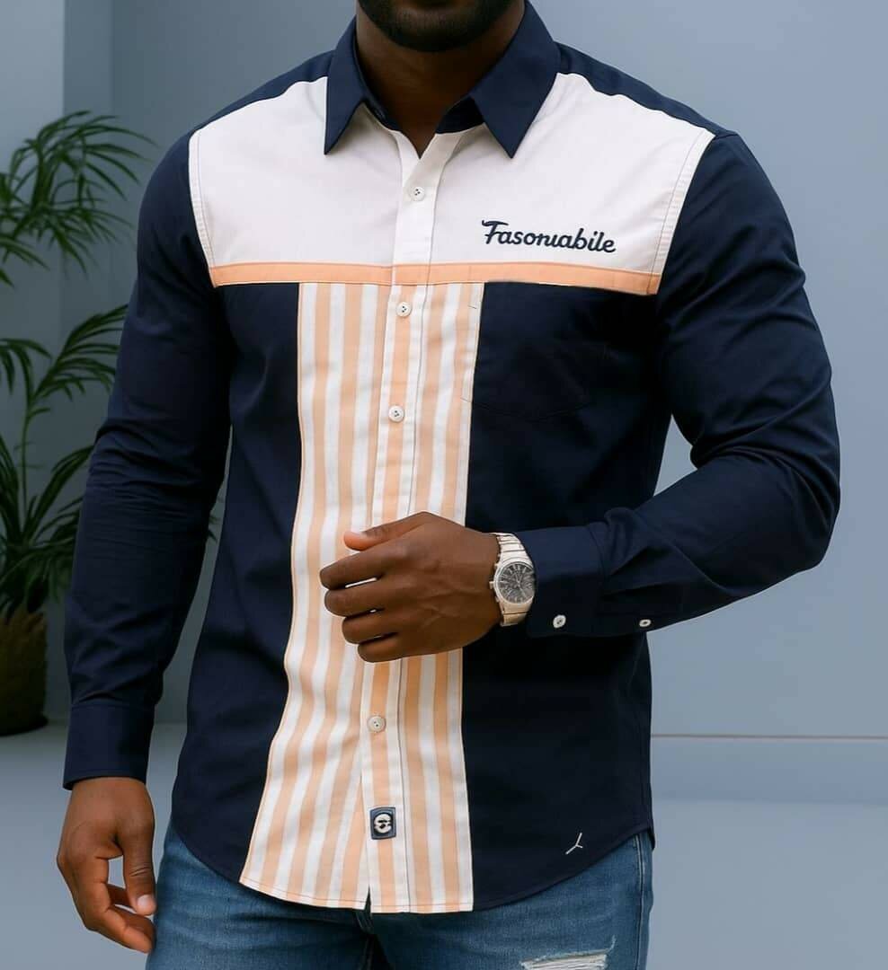 Chemise Homme Élégante Bicolore