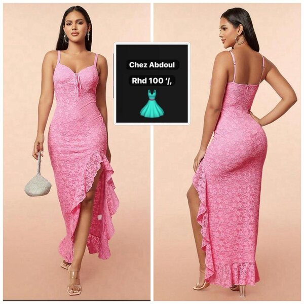 Robe en dentelle rose élégante