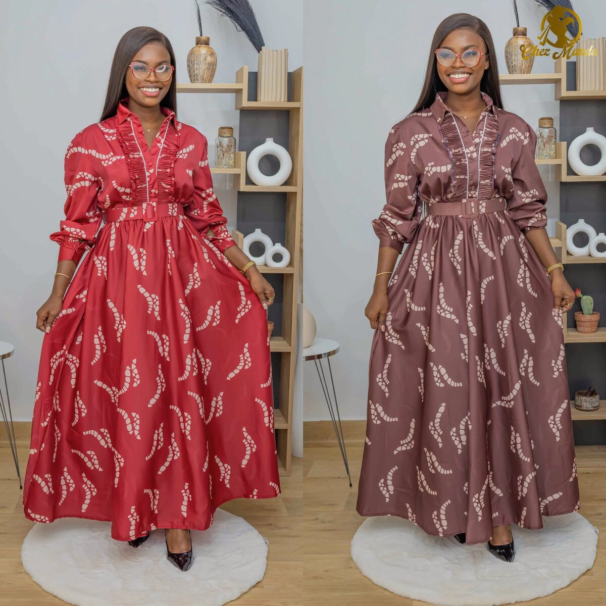 Robe longue chic imprimée femme