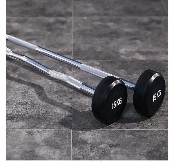 15KG FIXED BARBELL WEIGHTS, STRAIGHT STEEL BAR, FITNESS STEE