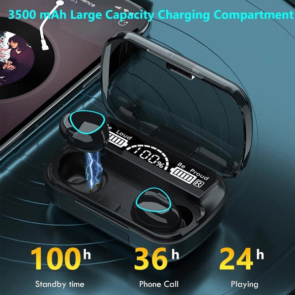 Wireless earbuds with digital display (black ) airpods earph