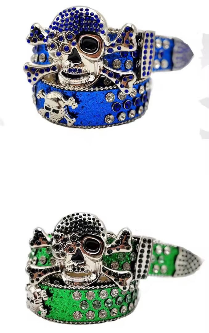 Ceinture Crâne Strass Punk