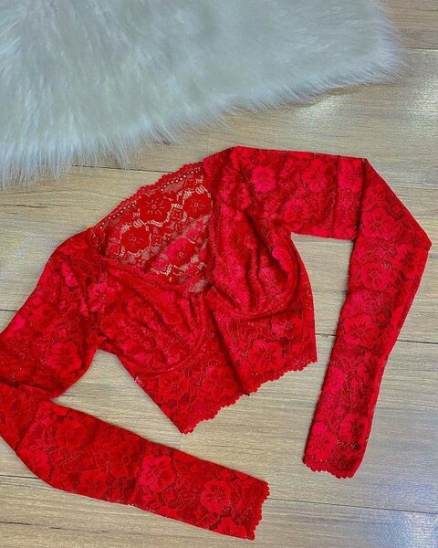 Top en dentelle rouge femme