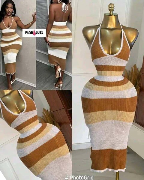 Robe rayée dos nu élégante