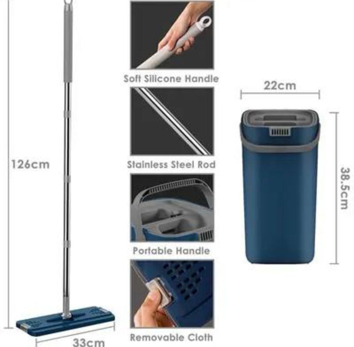 Ensemble Balai Serpillère et Seau Manche en Vadrouille Plat