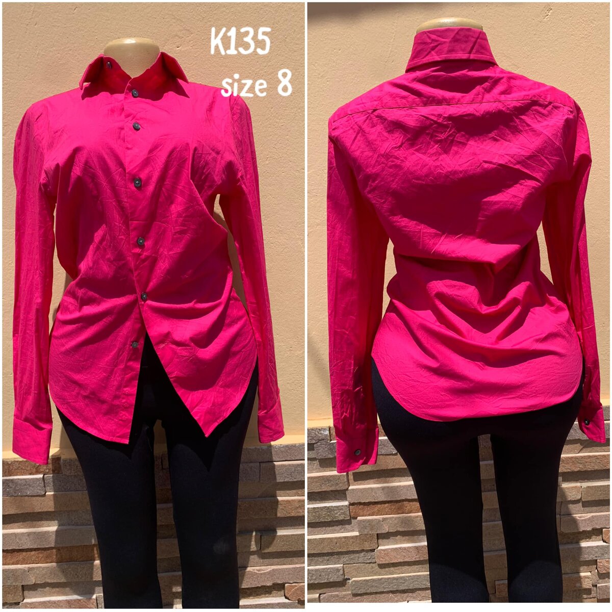 Hot pink shirt size 8