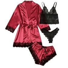 Ensemble Lingerie Satin Noir & Rouge