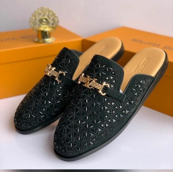 Luxury Luis Vuitton perforated leatherleather loafers