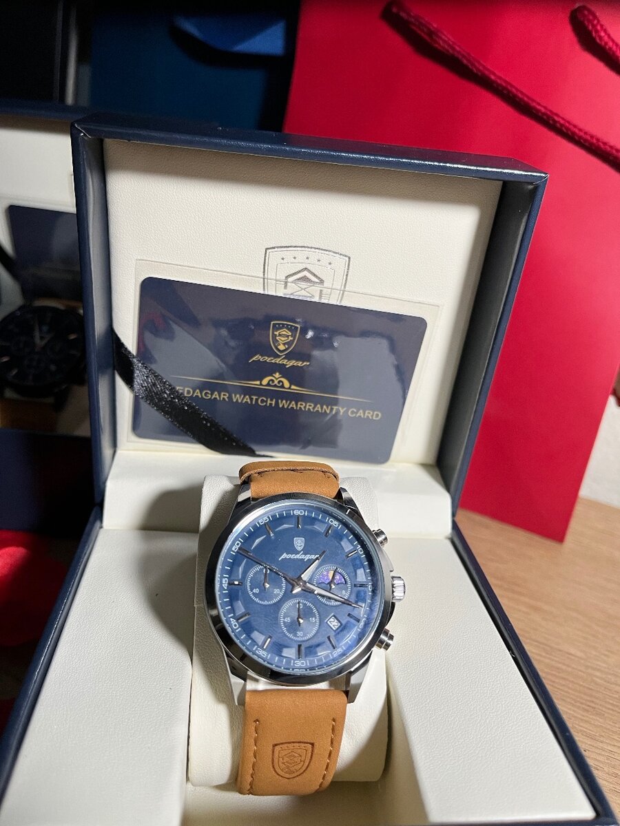 Montre chronographe homme en cuir