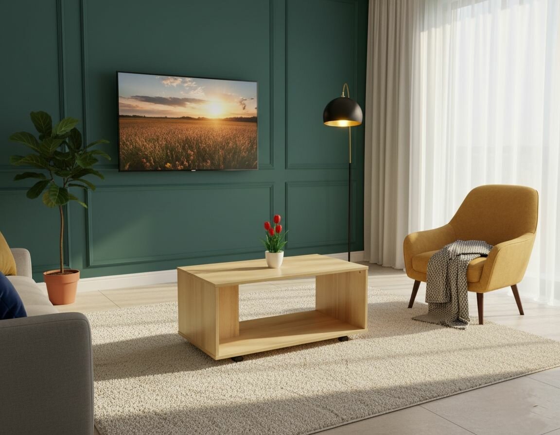 Table basse moderne sur roulettes