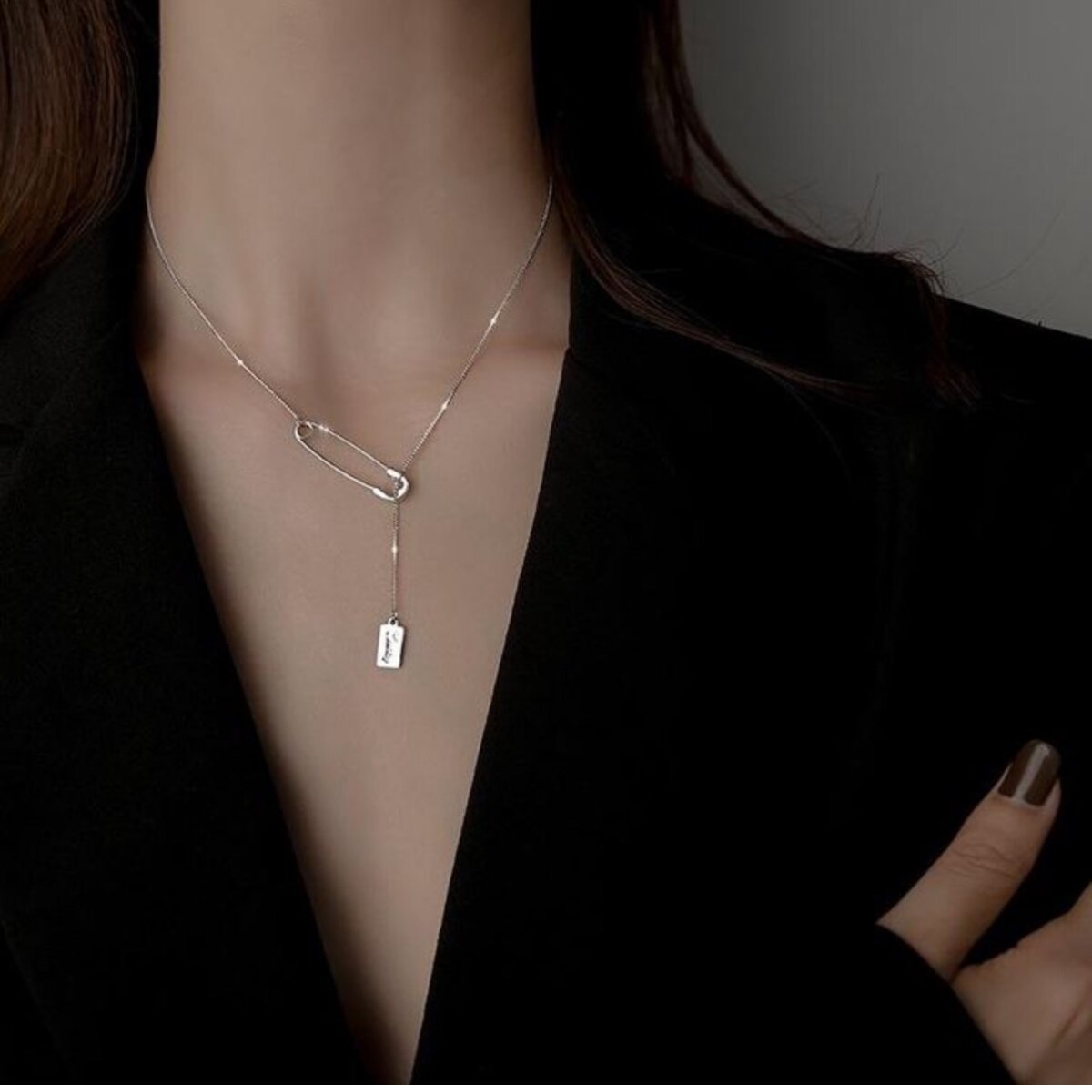 Shiny Butterfly Silver Plated Necklace Ladies Exquisite Doub