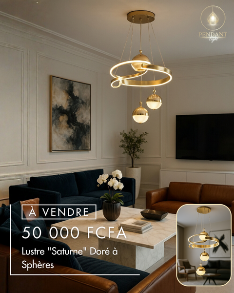 Lustre Doré Design Saturne