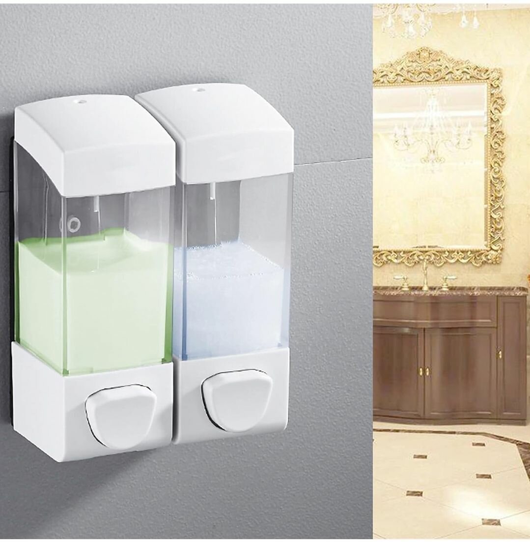 Distributeur de savon mural double