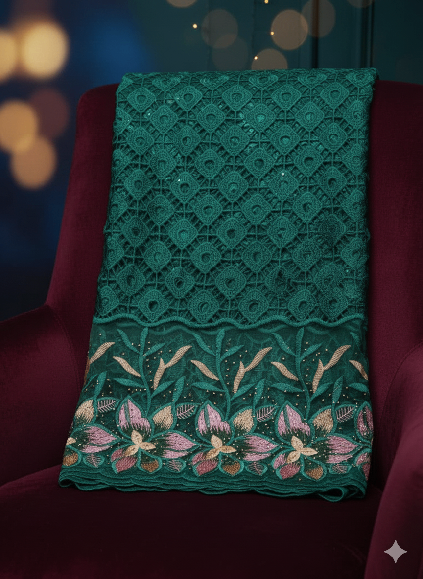 Tissu en dentelle brodé chic