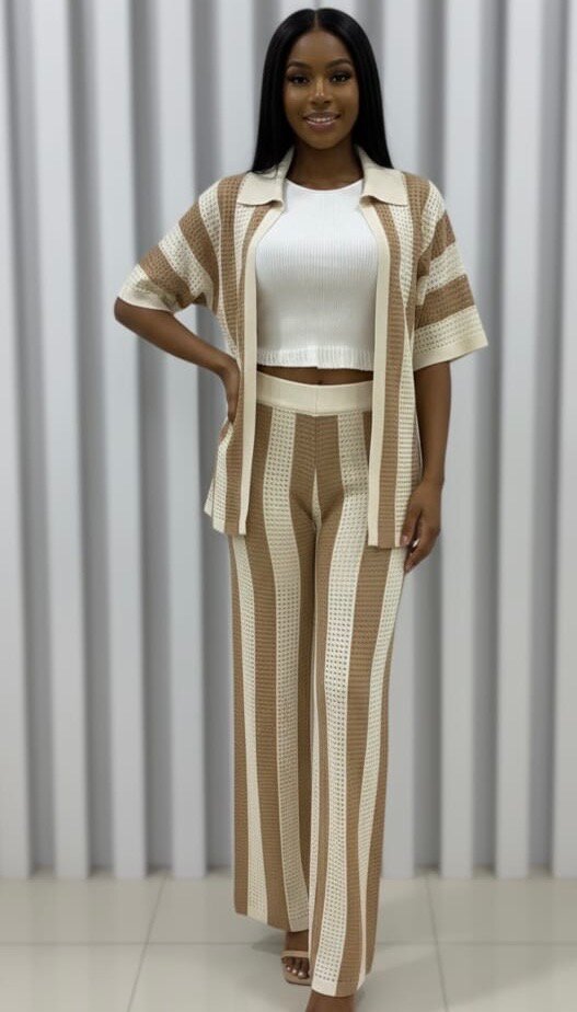 Ensemble tricot rayé chic