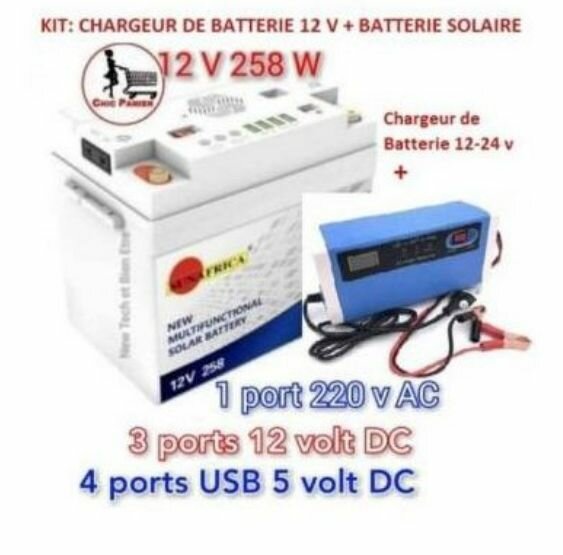 Batterie solaire rechargeable 258A + Chargeur