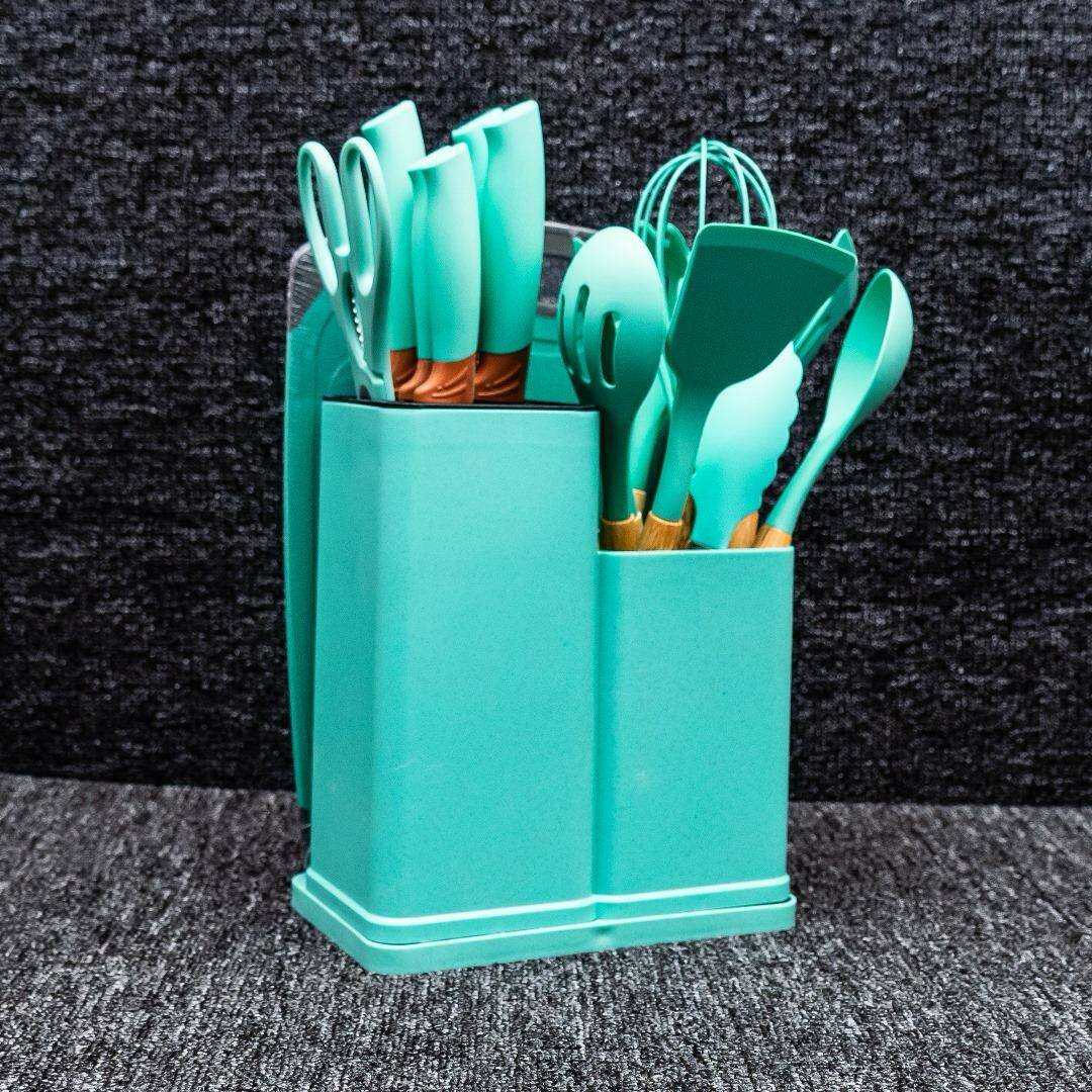 19pcs Silicon Laddle Set Pink And Green