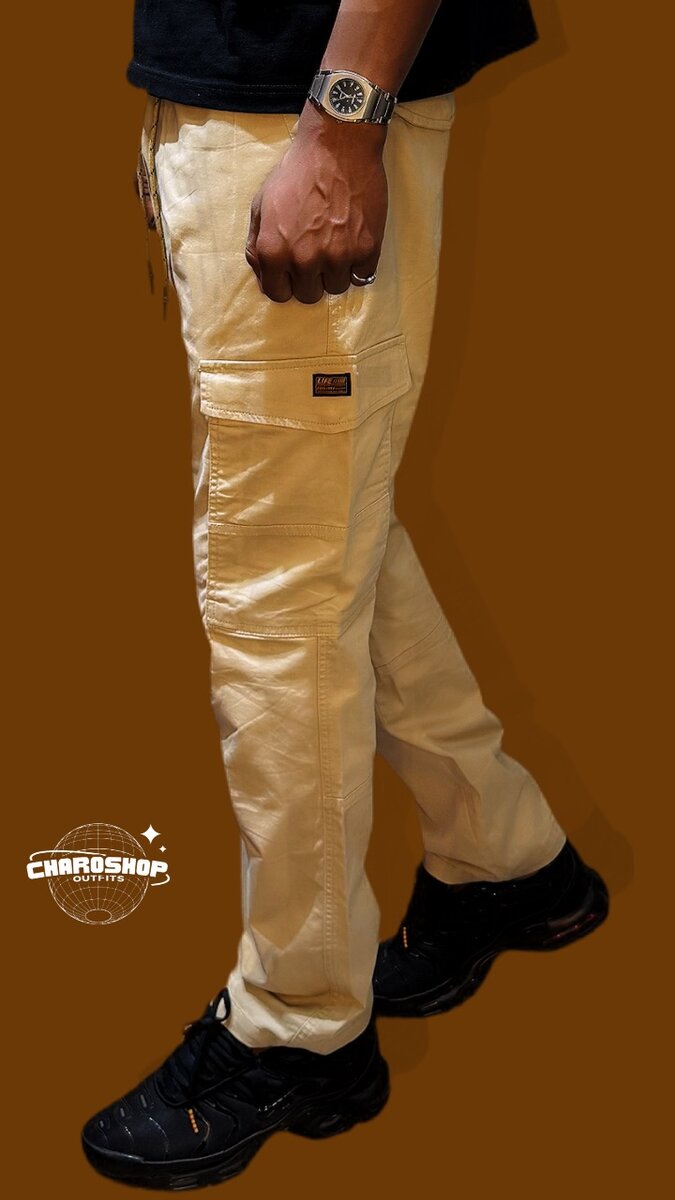 Pantalon cargo beige homme