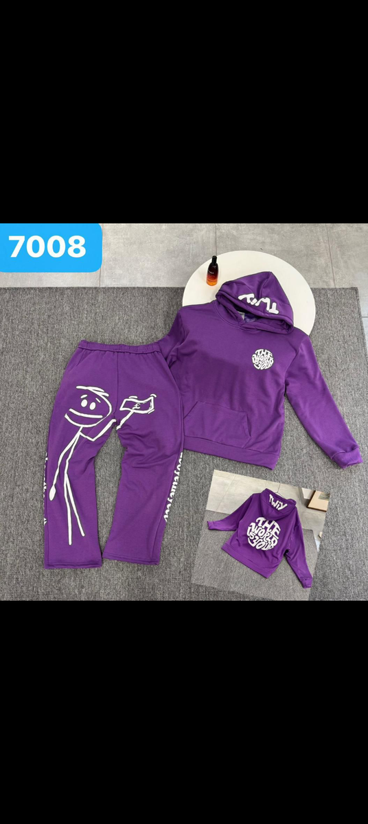 Ensemble décontracté violet à capuche