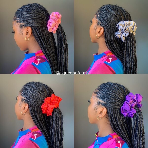 Chouchous cheveux tricotés colorés