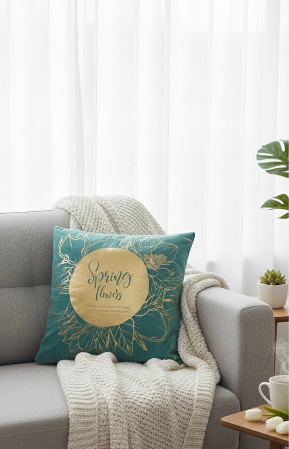 Coussin Déco Printemps Doré