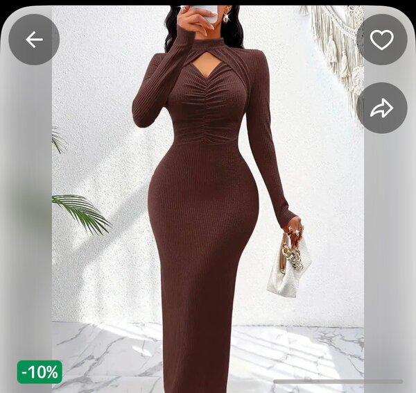 Robe marron chic en tricot