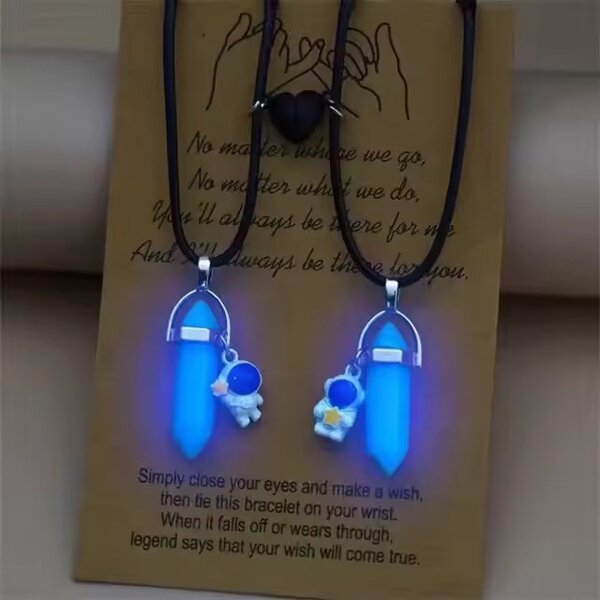 Glowing in Dark moonstone couples or besties necklaces