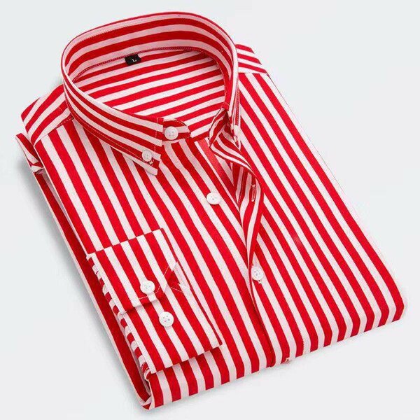 Chemise rayée rouge homme
