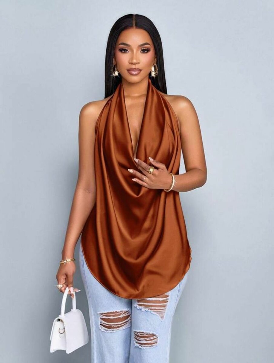 Top satiné dos nu élégant