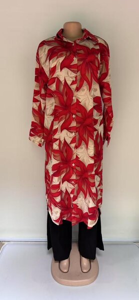 Robe chemise longue fleurie