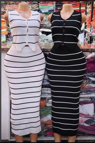 Robe rayée sans manches