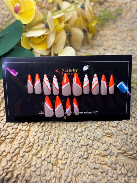 Ongles Press-On Rouge et Blanc