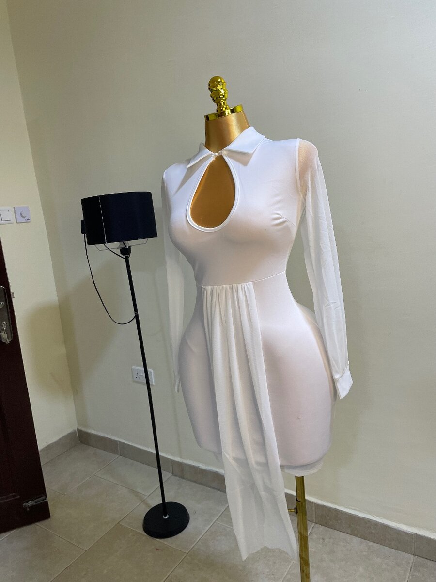 JYAOVO Women Sexy See-Through Sheer Mesh Long Sleeve Mock Ne