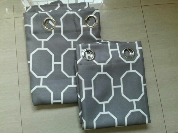 2 drops of curtains gray with white patterns