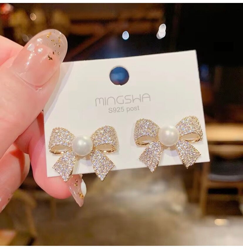 Boucles d'oreilles noeud perle