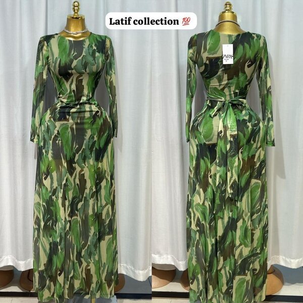 Robe verte camouflage Latif collection