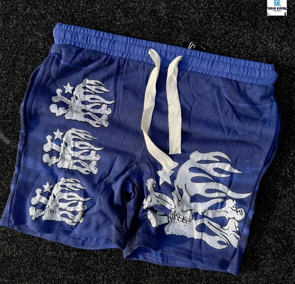 Shorts de sport bleu à motif