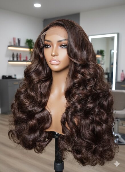 Perruque ondulée synthétique