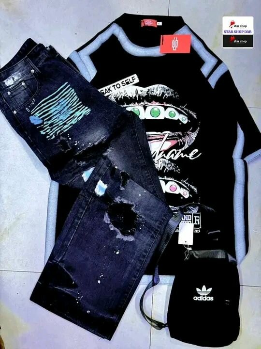 Ensemble homme - T-shirt, jean et sac à main