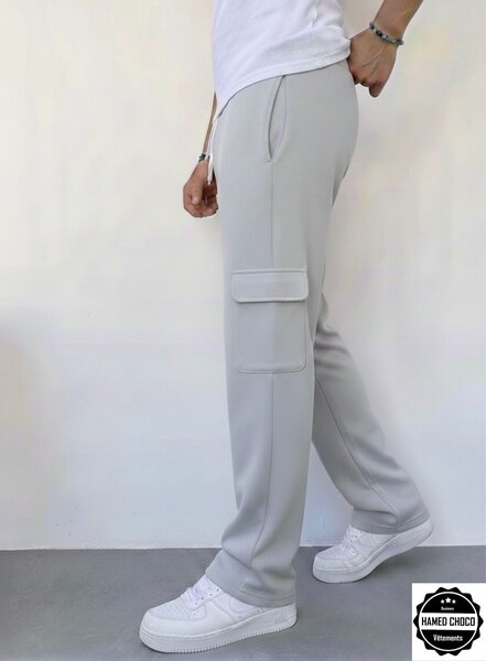 Pantalon cargo gris élégant