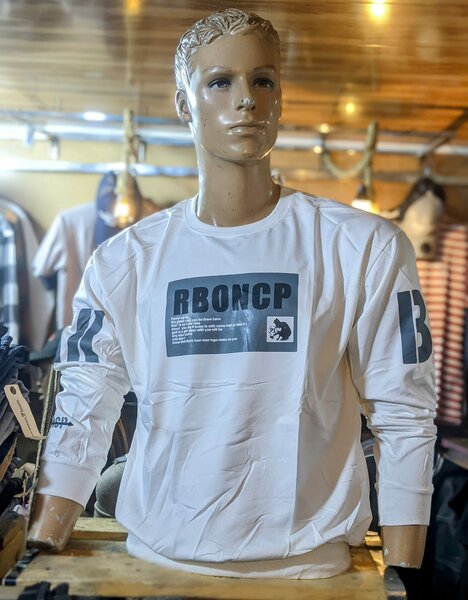 white sweatshirt with print