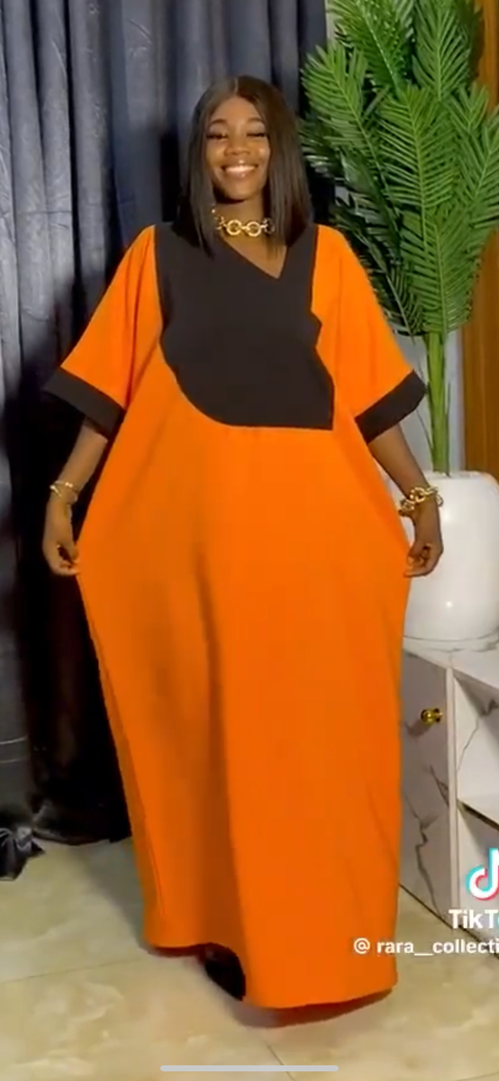 Robe longue colorblock