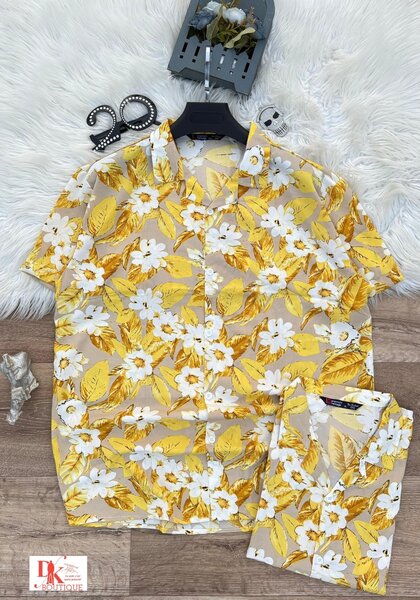 Chemise hawaïenne jaune floral