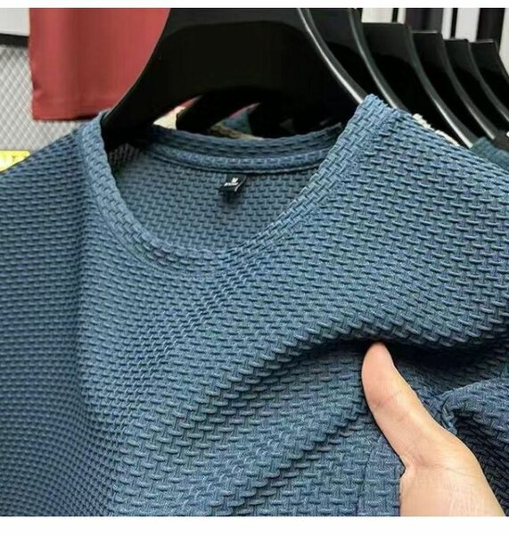 T-shirt texturé bleu homme