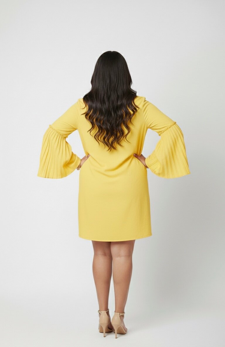 Robe Jaune à Manches Évasées