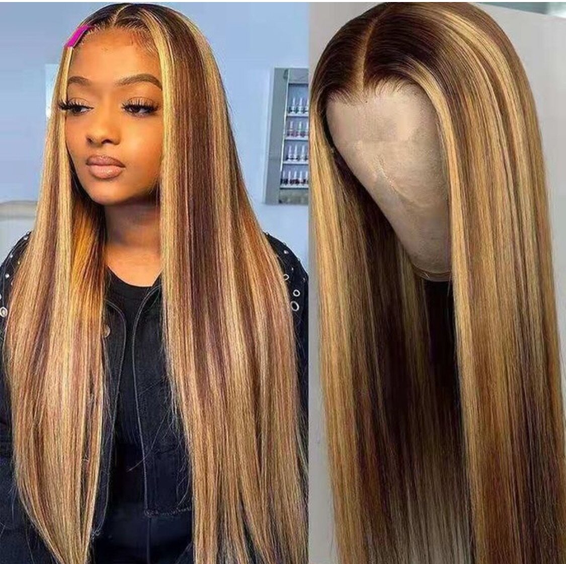 Long Straight Brown-Gold Gradi