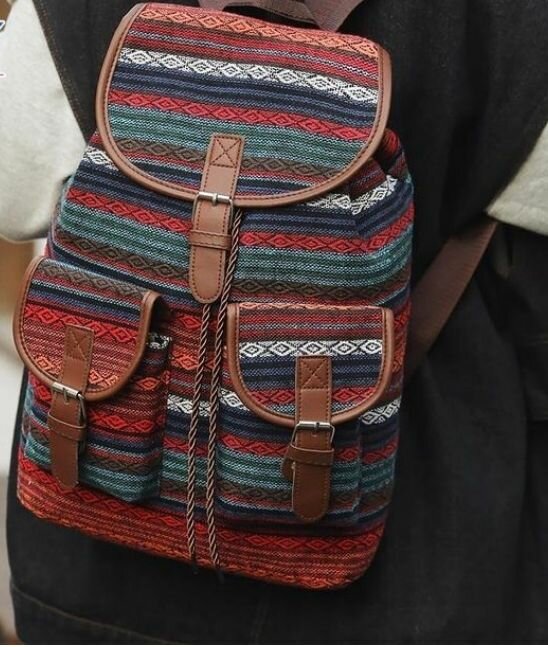 Sac à dos ethnique multicolore